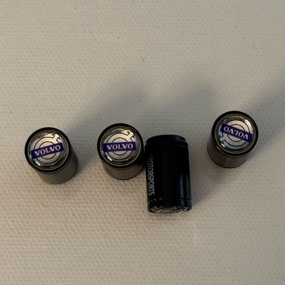 Volvo Motorsports Valve Stem Caps in Black Set of 4 NWT - Picture 1 of 4